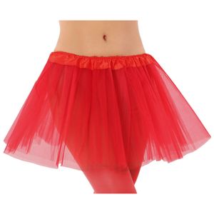 Dames verkleed rokje/tutu - tule stof met elastiek - rood - one size