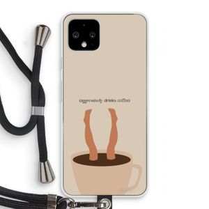 Aggressively drinks coffee: Pixel 4 Transparant Hoesje met koord