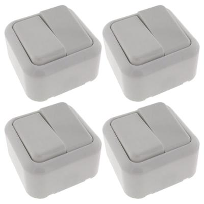 Wandcontactdoos met wisselschakelaar - 4x - opbouw - wit - 61 x 61 x 35 mm - WCD