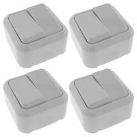 Wandcontactdoos met wisselschakelaar - 4x - opbouw - wit - 61 x 61 x 35 mm - WCD
