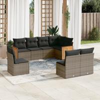 8-delige Loungeset met kussens poly rattan grijs 8-delige Loungeset met kussens poly rattan grijs