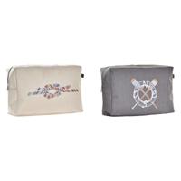 Toilettas DKD Home Decor Grijs Wit Navy (30 x 10 x 20 cm) (2 Stuks)