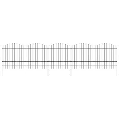 Tuinhek met speren bovenkant (1,75-2)x8,5 m staal zwart