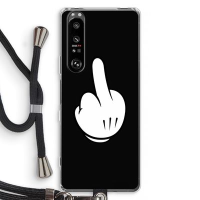 Middle finger black: Sony Xperia 1 III Transparant Hoesje met koord