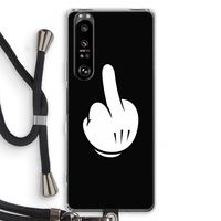 Middle finger black: Sony Xperia 1 III Transparant Hoesje met koord