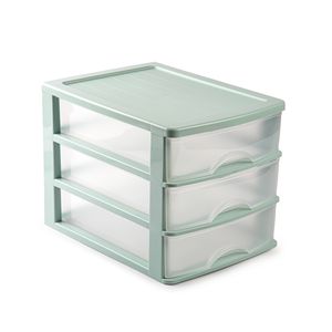 Ladeblok/bureau organizer met 3 lades groen/transparant L 35,5 x B 27 x H 26 cm