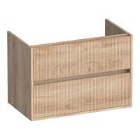 Brauer Adore Wavy - Onderkast - 80 cm - met 2 Softclose Lades Greeploos en 1 Sifon Uitsparing - Forest Wheat