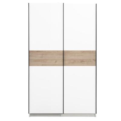 Leen Bakker - Schuifdeurkast Genua - /eikenkleur - 204x122x60 Cm - Spaanplaat - Wit - 122.4x204x60.3 Cm