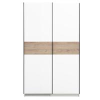Leen Bakker - Schuifdeurkast Genua - /eikenkleur - 204x122x60 Cm - Spaanplaat - Wit - 122.4x204x60.3 Cm