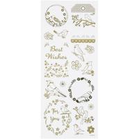 Creativ Company Stickers, vogels, vel 10x24 cm, ca. 17 stuk, goud, 1 vel