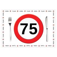 Placemat 75 jaar - 10x stuks - 42 x 30 cm - 90g - papier - verjaardag - jubileum