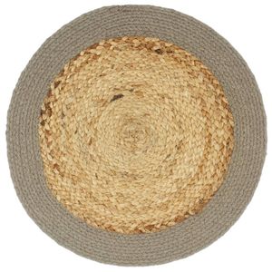 The Living Store Handgeweven Placemats - 38 cm - Naturel/Grijs - Katoen/Jute