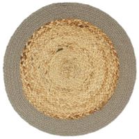 The Living Store Handgeweven Placemats - 38 cm - Naturel/Grijs - Katoen/Jute - thumbnail