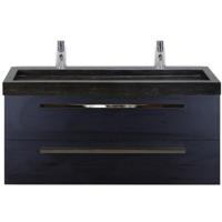 Seville Badmeubelset 120 cm - 2 Laden Black Oak - Wastafel Lucca Enkel