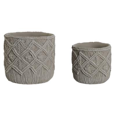 Plantenbakkenset Home ESPRIT Lichtgrijs Cement 20 x 20 x 18 cm