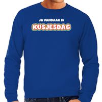 Verkleed sweater voor heren - kusjesdag - blauw - carnaval - foute party