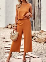 Casual Crew Neck Loose Plain Two-Piece Set - thumbnail