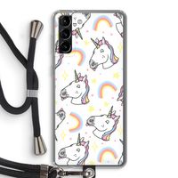 Rainbow Unicorn: Samsung Galaxy S21 Plus Transparant Hoesje met koord