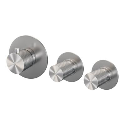 Brauer Brushed Carving inbouwthermostaat - met inbouwdeel - 3 carving knoppen - PVD - geborsteld RVS 5-NG-089