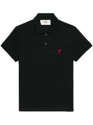 AMI Paris polo en coton biologique à logo brodé - Noir