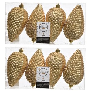 12x Gouden dennenappels kerstballen 12 cm kunststof glitter