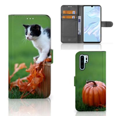 Huawei P30 Pro | Telefoonhoesje | Met pasjeshouder | Kitten