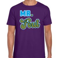 Bellatio Decorations verkleed t-shirt voor heren - Mr. Fout met pauwenprint - paars/blauw - carnaval 2XL  -