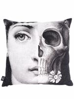 Fornasetti coussin à imprimé visage - Noir