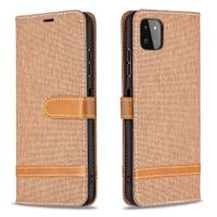 iPhone 12 hoesje - Bookcase - Pasjeshouder - Portemonnee - Vintage - Stof - Kunstleer - Bruin