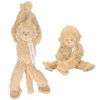 Happy Horse pluche aapje knuffel - 2x stuks - 23 cm - beige