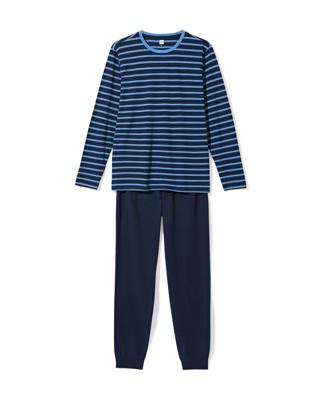 HEMA Herenpyjama Jesse jersey strepen donkerblauw (donkerblauw)