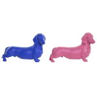 Decoratieve figuren Home ESPRIT Blauw Roze Hond 37 X 16,5 X 25 CM (2 Stuks)