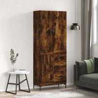 Hoge kast 69,5x34x180 cm bewerkt hout gerookt eikenkleurig