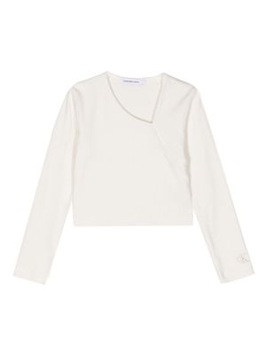 Calvin Klein Kids haut asymétrique à logo brodé - Blanc