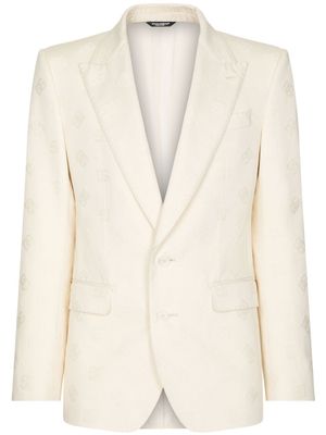 Dolce & Gabbana blazer boutonné à logo DG en jacquard - Tons neutres