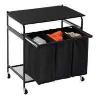 Niceey Wasmand 3 Vakken 120L met Wielen en Deksel