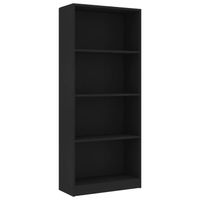 The Living Store Boekenkast - Zwart - 60 x 24 x 142 cm - 4 open schappen