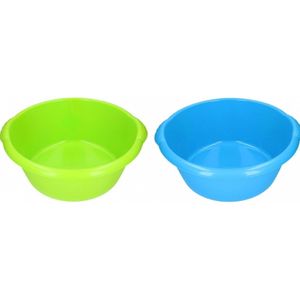 2x Camping afwasbak blauw/groen 15L 50 cm - Afwasbak