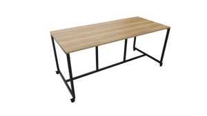 Verrijdbare vergadertafel 4911 - 240 x 108 cm. - Zwart - Eiken YT49a