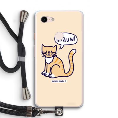 Miauw: Pixel 3 XL Transparant Hoesje met koord