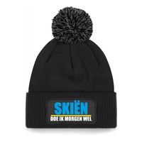 Wintersport muts met pompom - Skien - zwart - one size - unisex - Apres ski beanie