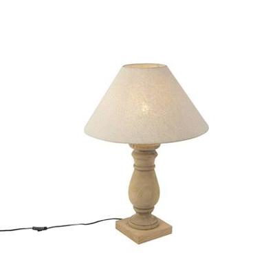 QAZQA Landelijke tafellamp met linnen kap beige 50 cm - Catnip