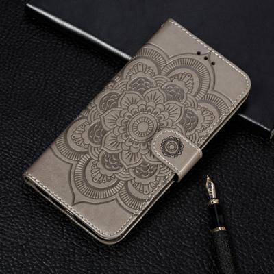 Mandala reliëf patroon horizontale Flip lederen case voor iPhone 11 Pro met houder & kaartsleuven & portemonnee & foto frame & Lanyard (grijs)
