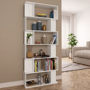 Boekenkast/kamerscherm 80x24x192 cm spaanplaat wit