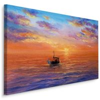 Schilderij Boot op zee (print op canvas), multi-gekleurd, scherp geprijsd - thumbnail