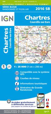 Wandelkaart - Topografische kaart 2016 SB - Serie Bleue Chartres, Courville-sur-Eure | IGN - Institut Géographique National