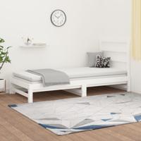 Slaapbank uitschuifbaar massief grenenhout wit 2x(90x200) cm