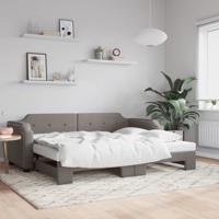 Slaapbank met onderschuifbed 90x200 cm stof taupe