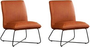 Set van 2 Cognac leren industriële fauteuils zonder armleuning Less - Rancho Leer Cognac (cognac leer)