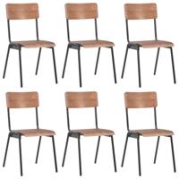 Eetkamerstoelen 6 st multiplex bruin